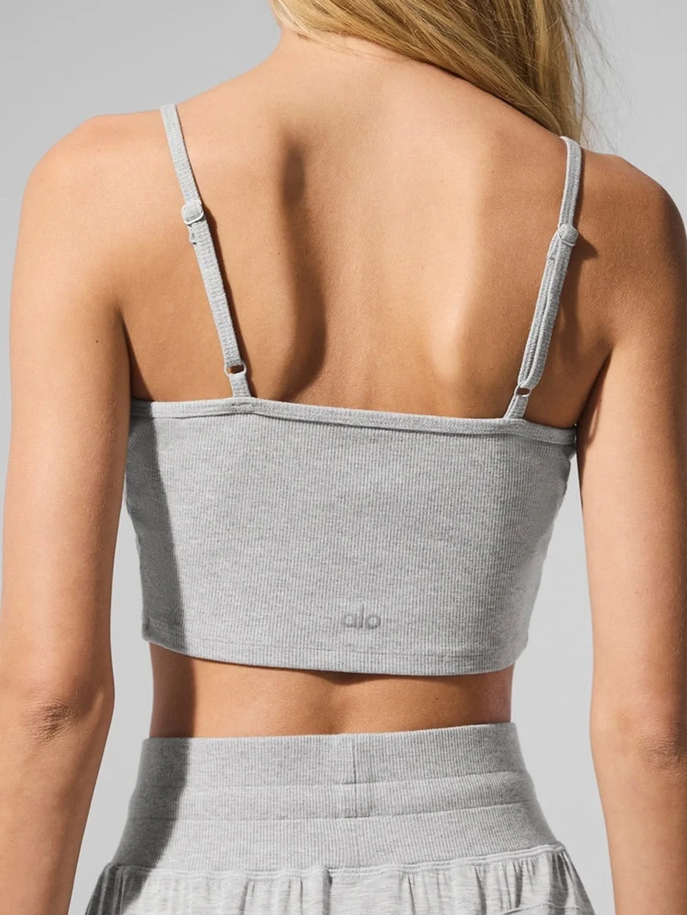 NWT ALO Ribbed Delicate Lounge Tank Athletic Heather Grey Size S